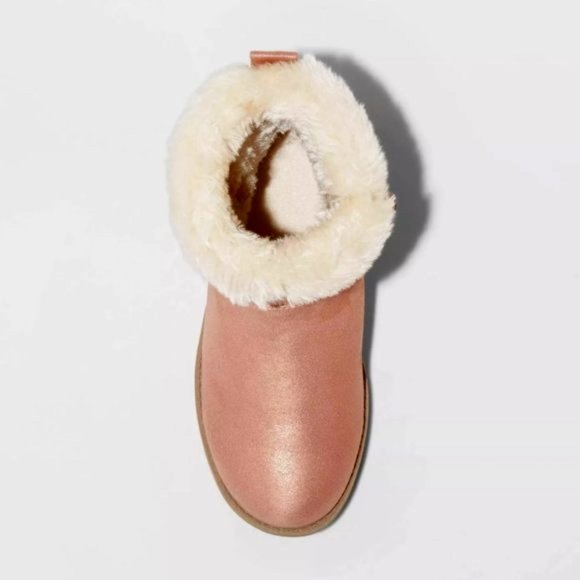 NWT Cat & Jack Big Girls Shearling Boots Pink Sz 5 - Picture 2 of 3